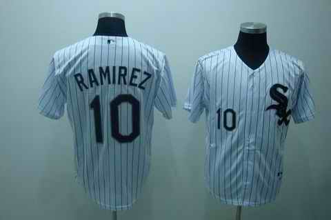 White Sox 10 Ramirez White Blackstrip Jerseys