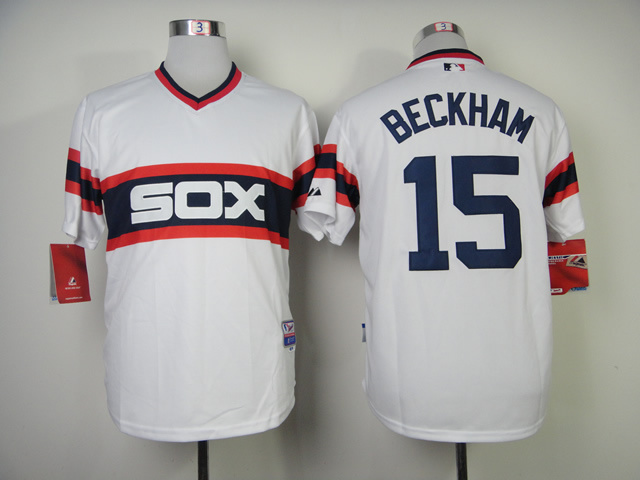 White Sox 15 Beckham White Throwback Jerseys