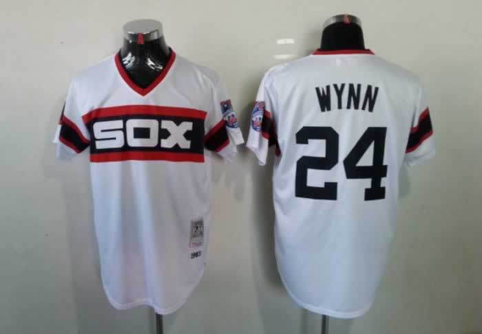 White Sox 24 Wynn White Throwback Jerseys