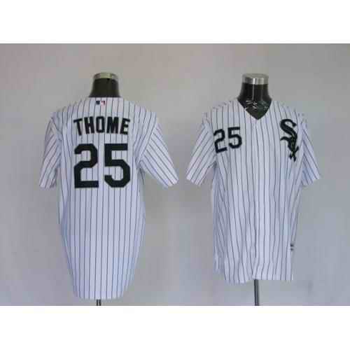 White Sox 25 Jim Thome White Pinstripe Jerseys