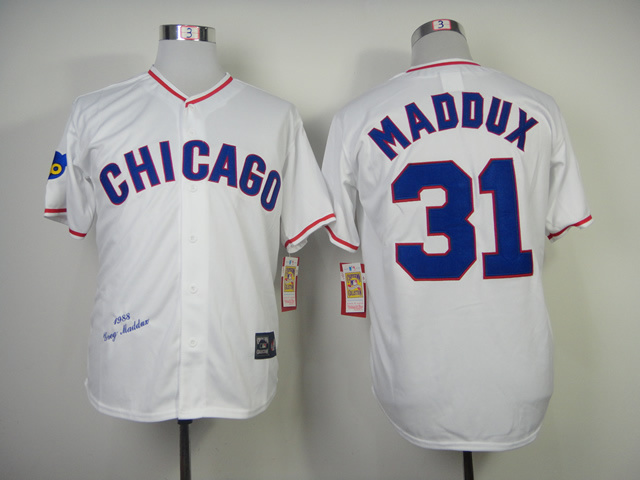 White Sox 31 Maddux White 1988 M&N Jerseys