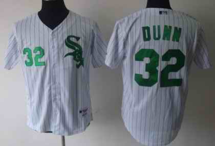 White Sox 32 Dunn White Greenstrip Jerseys