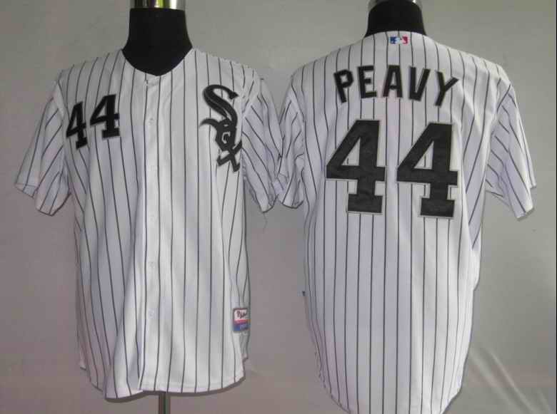 White Sox 44 Peavy White Strip Jerseys