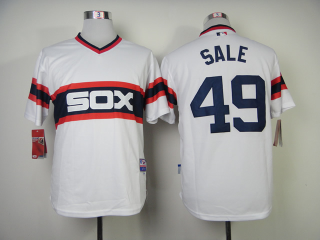 White Sox 49 Sale White Throwback Jerseys