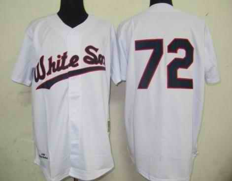 White Sox 72 Fisk White M&N Jerseys
