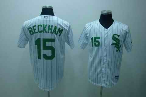 White Sox15 beckham White Greenstrip Jerseys