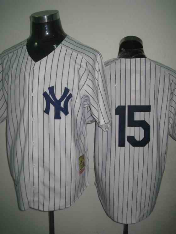 Yankees 15 Munson white strip m&n Jerseys