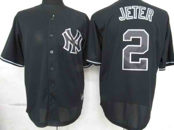 Yankees 2 Jeter Black Fashion Jerseys