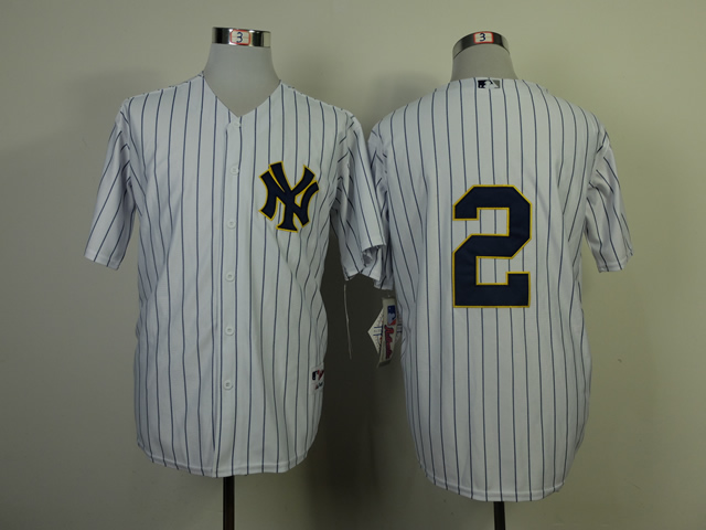 Yankees 2 Jeter White Gold Jersey