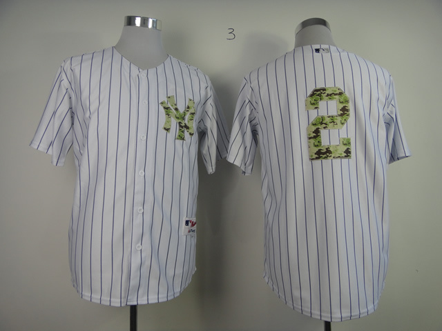 Yankees 2 Jeter White pinstripe camo Jerseys