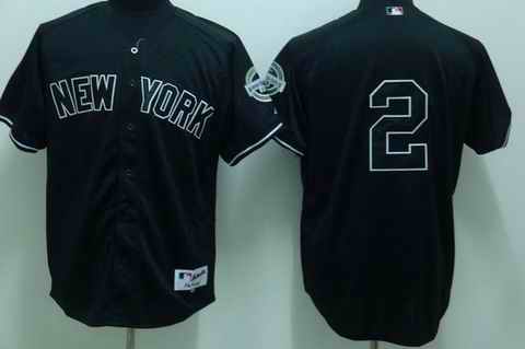 Yankees 2 Jeter black (2009 logo) Jerseys