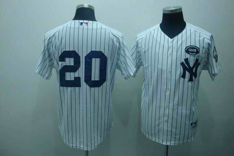Yankees 20 Jorge Posada white 2010 GMS Memorial Jerseys