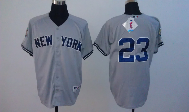 Yankees 23 Mattingly Grey 2009 World Series Jerseys