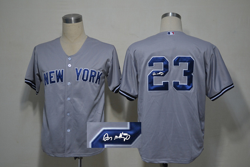 Yankees 23 Mattingly Grey Signature Edition Jerseys