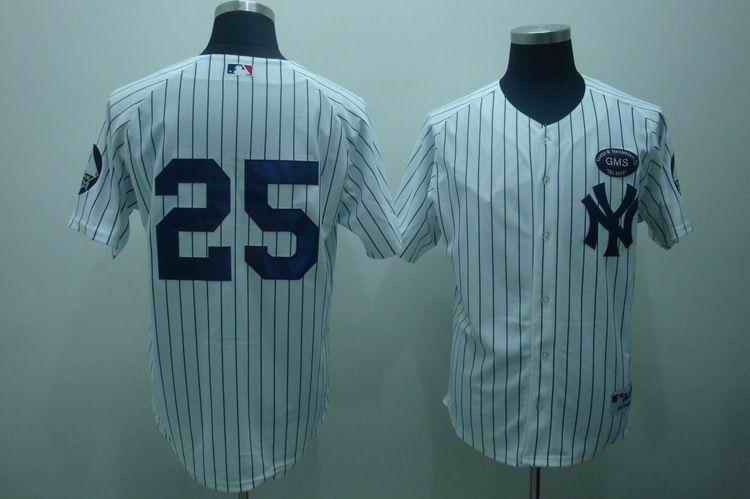 Yankees 25 Mark Teixeira white 2010 GMS Memorial Jerseys