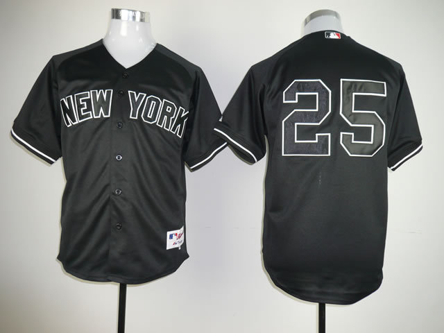 Yankees 25 Teixeira Black Jerseys