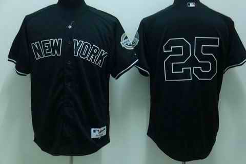 Yankees 25 Teixeira black (2009 logo) Jerseys