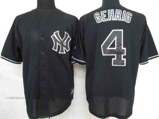 Yankees 4 Gehrig Black Fashion Jerseys