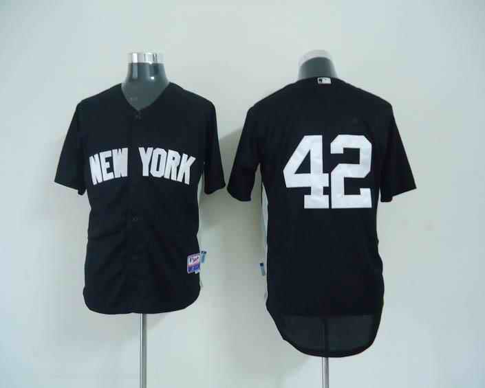 Yankees 42 Rivera 2011 Road black Jerseys