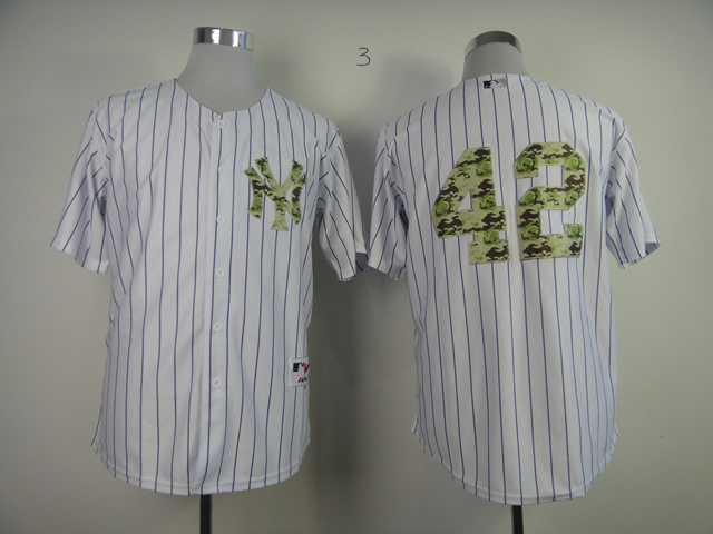 Yankees 42 Rivera White pinstripe camo Jerseys