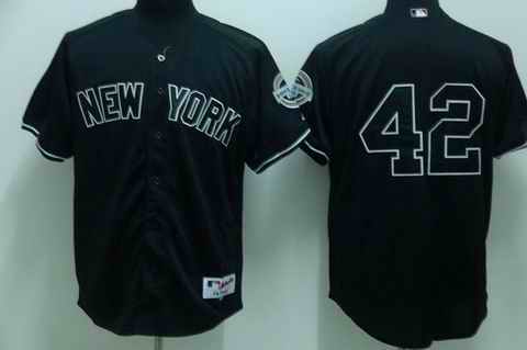 Yankees 42 Rivera black (2009 logo) Jerseys