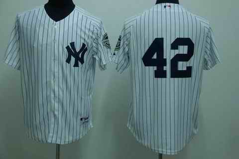Yankees 42 Rivera white (2009 logo) Jerseys