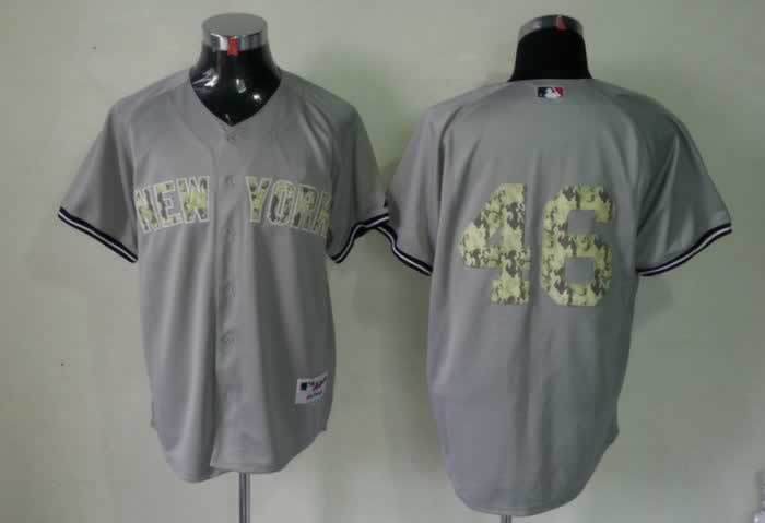Yankees 46 Andy Pettitte Grey camo number Jerseys