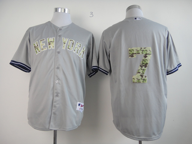 Yankees 7 Mantle Grey camo number Jerseys