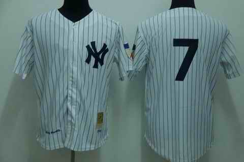 Yankees 7 Mantle m&n white Jerseys
