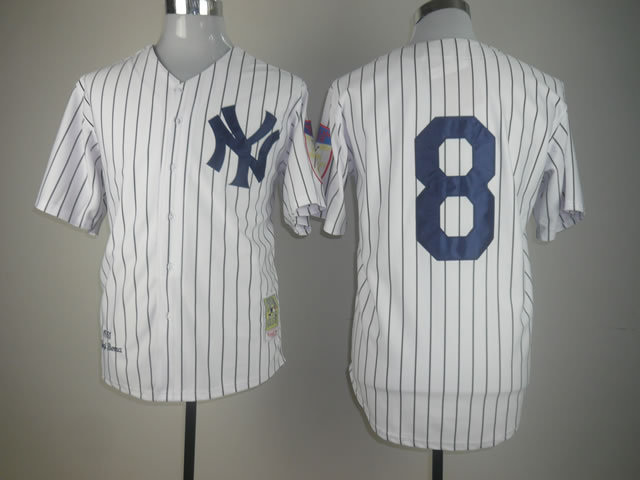 Yankees 8 Berra White Throwback Jerseys