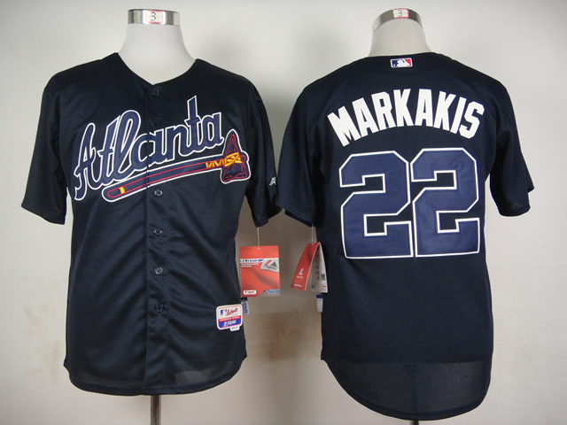 Braves 22 Markakis Blue Cool Base Jersey - Click Image to Close