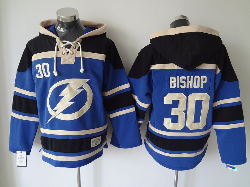 Lightning 30 Ben Bishop Blue All Stitched Hooded Sweatshirt