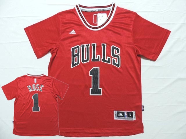 Bulls 1 Rose Red 2014-15 New Revolution 30 Short Sleeve Jersey