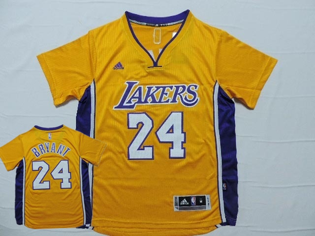 Lakers 24 Bryant Yellow 2014-15 New Revolution 30 Short Sleeve Jersey