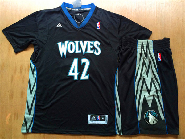 Timberwolves 42 Love Black Short Sleeve Jersey(With Shorts)