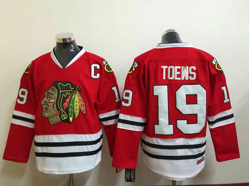 Blackhawks 19 Toews Red CCM Jersey - Click Image to Close