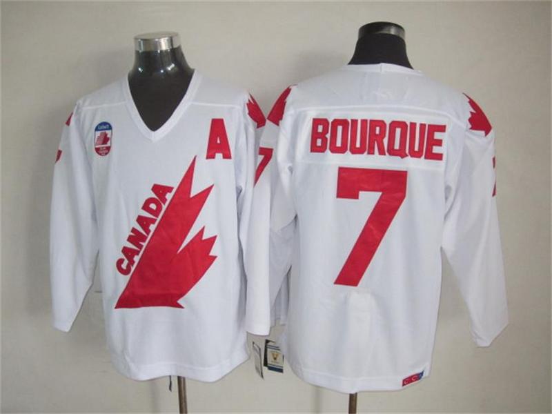 Canada 7 Bourque White Throwback Jersey