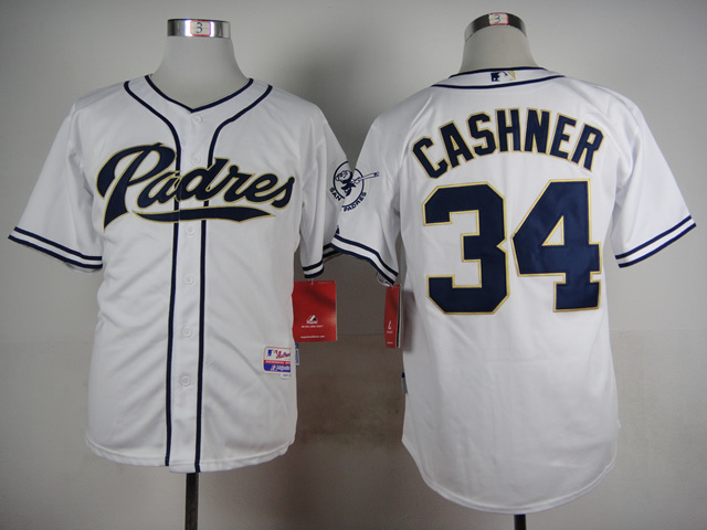 Padres 34 Cashner White Cool Base Jersey - Click Image to Close