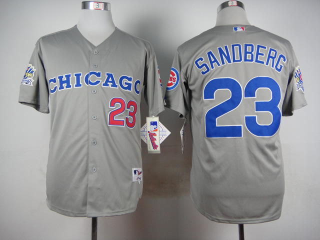 Cubs 23 Sandberg Grey Throwback Jersey
