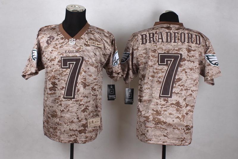 Nike Eagles 7 Bradford Camo USMC Elite Jersey