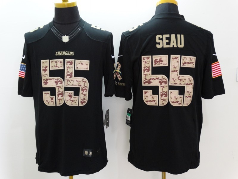 Nike Chargers 55 Junior Seau Black Salute To Service Limited Jersey