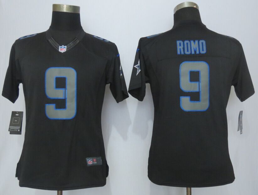 Nike Cowboys 9 Tony Romo Impact Limited Black Women Jersey
