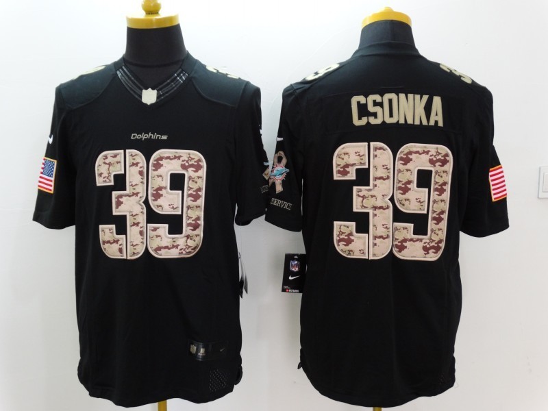 Nike Dolphins 39 Larry Csonka Black Salute To Service Limited Jersey