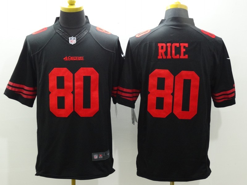 Nike 49ers 80 Jerry Rice Black Limited Jersey