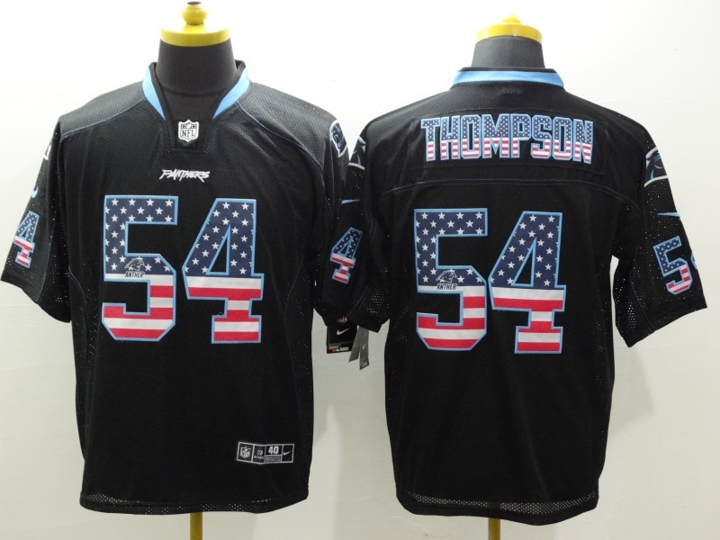 Nike Panthers 54 Shaq Thompson Black USA Flag Elite Jersey