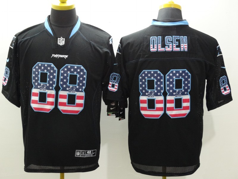 Nike Panthers 88 Greg Olsen Black USA Flag Elite Jersey