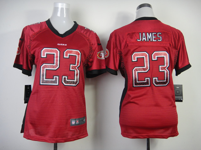 Nike 49ers 23 LaMichael James Red Drift Fashion Women Jersey