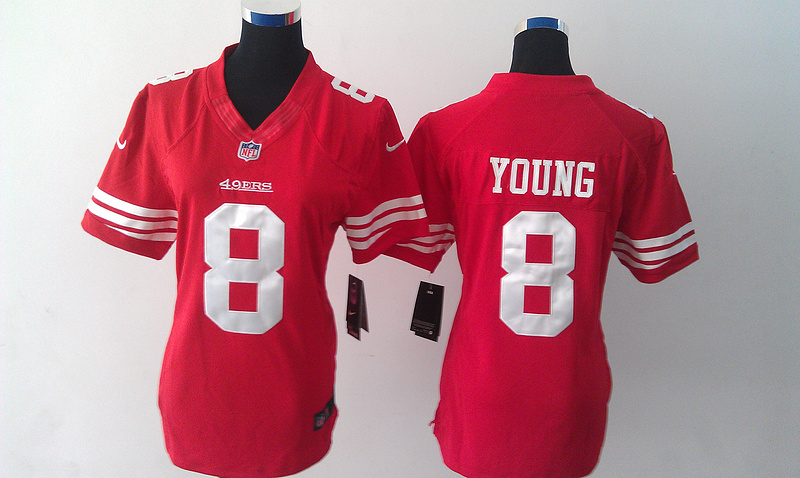 Nike 49ers 8 Steve Young Red Limited Women Jersey - Click Image to Close
