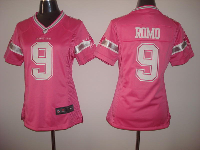 Nike Cowboys 9 Tony Romo Pink Women Game Jersey