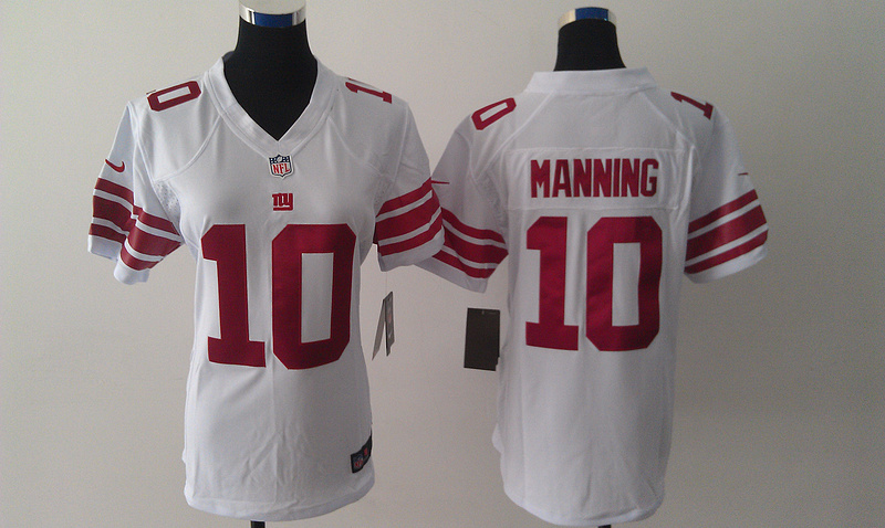 Nike Giants 10 Eli Manning White Limited Women Jersey